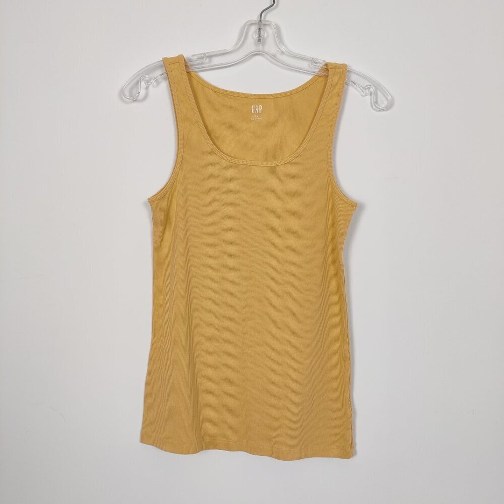 Gap Women's Ribbed Tank Top in Mustard Yellow Size Large Cotton Casual